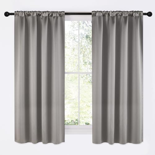 Chrome Gray Room Darkening Curtains for Cafe 42" x 63" 2 Panels (Chrome Gray / 42"W x 63"L (Pack of 2))