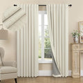 Darkening Curtains for Bedroom 72 Inch Length 2 Panels Coastal Linen Textured Blackout Curtains for Nursery Room Divider Office Cabin Closet Draft Blocking Block Out Kids Drape 52x72 Long Sand Beige (Linen / 52"W x 72"L (Pack of 2))