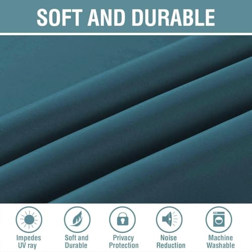 Blackout Curtain for Living Room Small Window Kitchen Blackout Curtains 45 inch Length Energy Saving Solid Grommet Blackout Drape (52"W x 45"L (Pack of 1) / Dark Teal)