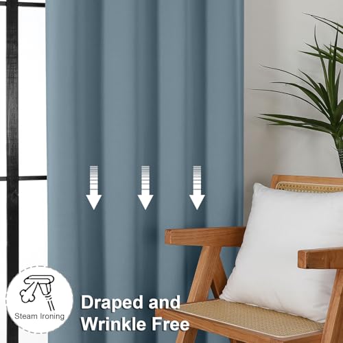 Blackout Extra 10ft Curtains for Patio 120 Inches Long 2 Panels Set (Stone Blue / 50"W x 120"L (Pack of 2))