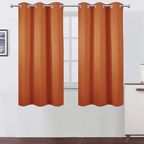 Orange Blackout Curtains 38 x 63 Inch Length (Orange / 38"W x 63"L (Pack of 2))