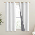100% Absolutely Blackout Linen Curtains with Thermal Insulated Liner (42"W x 45"L (Pack of 2) / Greyish White)