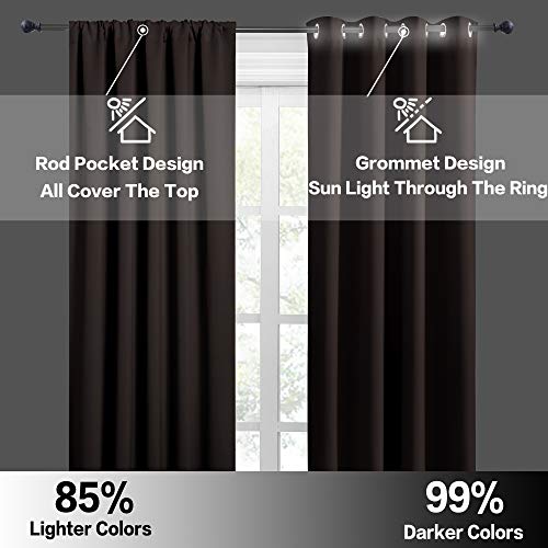 Small Window Curtains 45 inches Length for Kitchen Cafe Bathroom (Brown / 42"W x 45"L (Pack of 2))