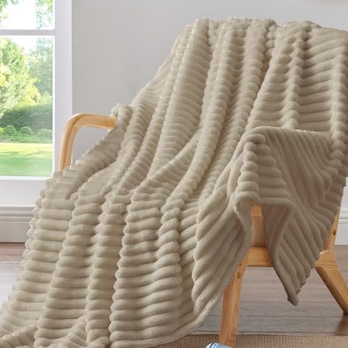 Ribbed Twin Blanket for Couch & Bed (Linen / Twin(60"x80"))
