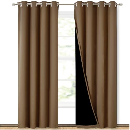 100% Blackout Window Curtain Panels (Gold Brown / 52"W x 84"L (Pack of 2))