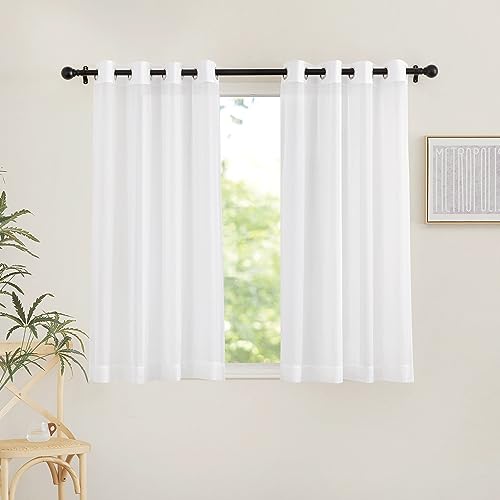 Sheer Curtains for Windows (Ivory / 54"W x 45"L (Pack of 2))