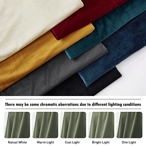 Sage Green Velvet Curtains 63 inches Length with Hook Belt (Sage Green / 42"W x 63"L (Pack of 2))