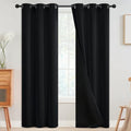 Black 100% Blackout Curtains Room Darkening Living Room 84 Inch (Black / 38"W x 84"L (Pack of 2))