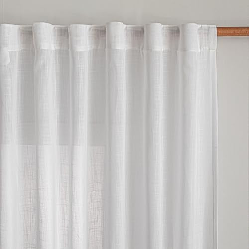 White Curtains for Bedroom Liivng Room 84 Inches Long 2 Panels Set (50"W x 84"L (Pack of 2) / Pure White)
