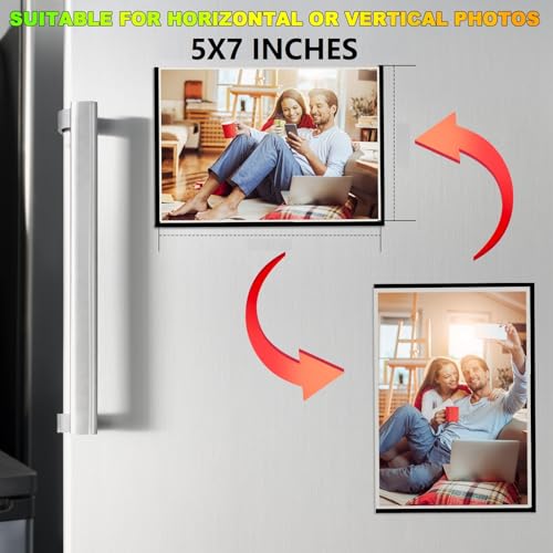 Black Magnetic Picture Frame 5X7 for Refrigerator (Black 8PCS / 5x7")