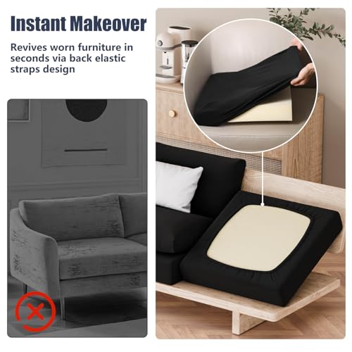 8Pcs Outdoor Cushion Covers (Black / Square-large + Rectangle)