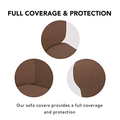 Super Stretch Chair Covers Fleece Couch Covers for Sofa Brown (Small Chair / Brown)