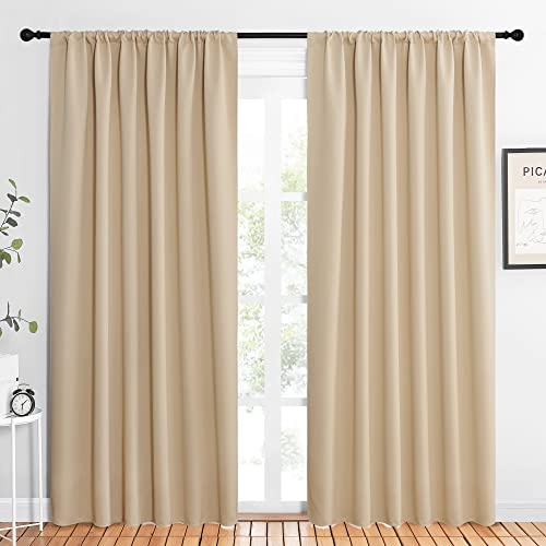 Room Darkening Curtains for Bedroom (Biscotti Beige / 62"W x 84"L (Pack of 2))