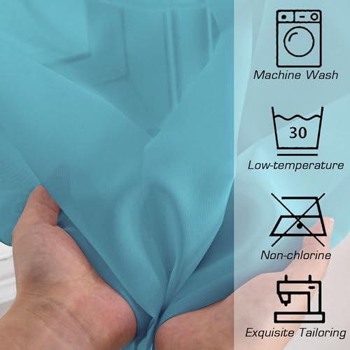 Turquoise Sheer Curtains 63 Inch Length 2 Panels (Turquoise / 42"W x 63"L (Pack of 2))