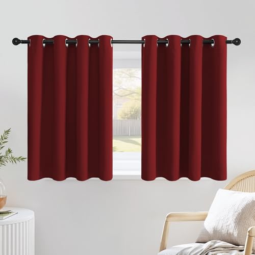 Red Kitchen Curtains for Christmas (Burgundy Red / 52"W x 36"L (Pack of 2))