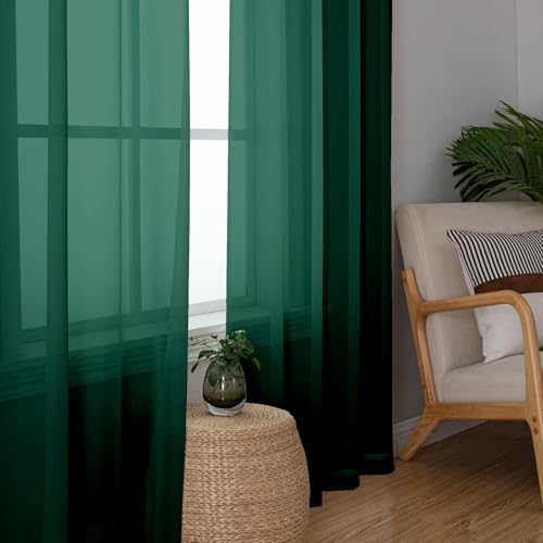 Hunter Green Sheer Curtains 72 Inches Long 2 Panels (Hunter Green / 42"W x 72"L (Pack of 2))
