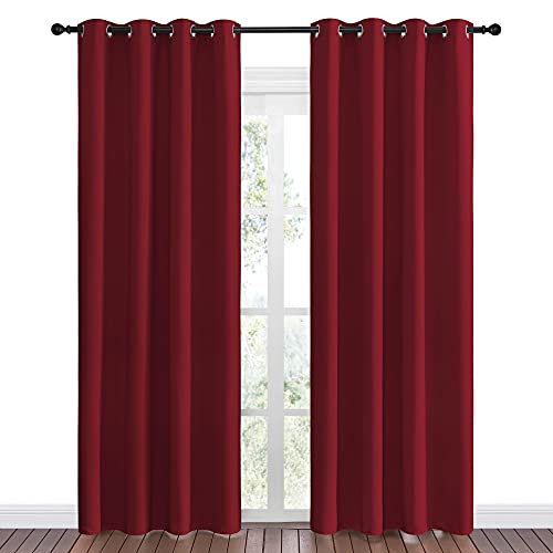 Christmas Burgundy Blackout Curtains Grommet (Burgundy Red / 55"W x 86"L (Pack of 2))