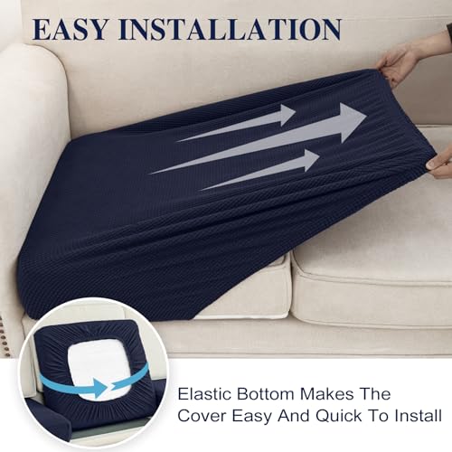 Couch Cushion Cover for Chaise Lounge & Sofa (Navy / Chaise Cover)