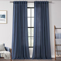 Navy Blue Curtains 92 inch Length for Bedroom Back Tab Light Filtering Semi Sheer Blue Living Room Curtains Linen Cotton Textured Indigo Blue Drapery Panel Modern Farmhouse Aesthetic Decor Dark Blue (Navy Blue / 52"W x 92"L (Pack of 2))