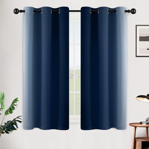 Ombre Blue to Grey White Curtains for Living Room 42Wx54L (42"W x 54"L (Pack of 2) / Blue)