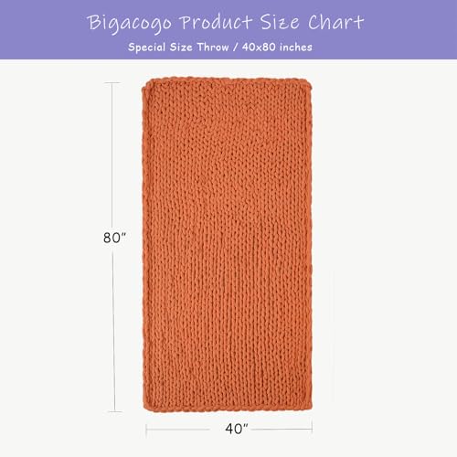Chunky Knit Throw Blanket for Couch (Terracotta / 40"x80" (Special Size Throw))