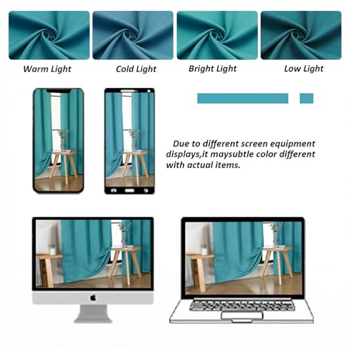 Ava Teal Short Blackout Curtains for Bedroom 54 Inches Long 2 Panels Set (Teal / 40"W x 54"L (Pack of 2))