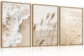 Large Beach Wave Pampas Grass Framed Canvas Wall Art Set (Pampsa Grass Wall Art / 24"L x 36"W)