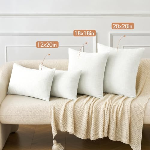 Soft Chenille Throw Pillow Covers White 20x20 Inch Pack of 2 (20" x 20" (Pack of 2) / White)