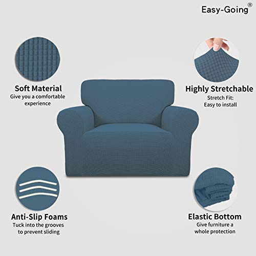 Stretch Oversized Chair Slipcover with Arm Washable Bluestone (Small-XL Chair / Bluestone)