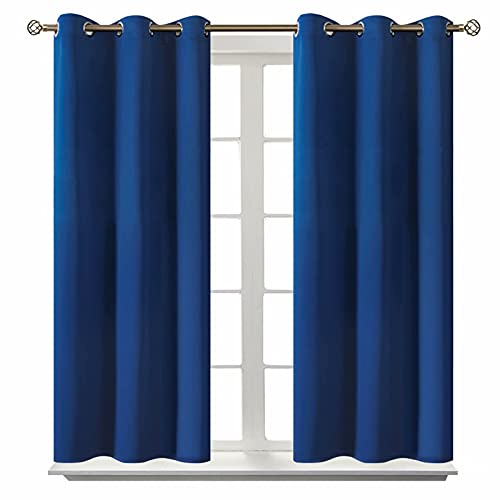 Short Curtains for Small Window 45 Inch Long (Royal Blue / 38"W x 45"L (Pack of 2))