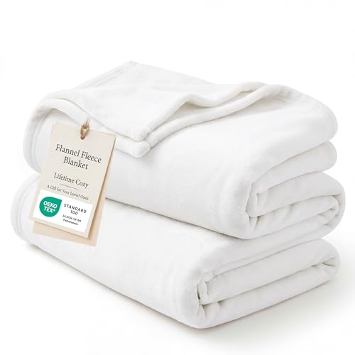 GentleSoft Fleece Throw XL Blanket White (04 - White / Throw XL (50" X 70"))