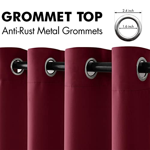 Wine Red Blackout Bedroom Curtains 84 Inch Long Light Blocking (Wine Red / 42"W x 84"L (Pack of 2))