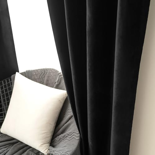 Velvet Curtains Halloween Black 52 x 90 Inch Length Set of 2 (Black / 52"W x 90"L (Pack of 2))