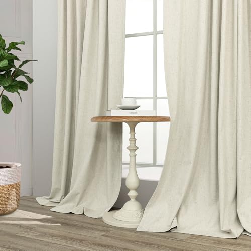 Living Room Curtains Ideas Modern Black Out Curtains for Bedroom Windows Treatments 84 Heat & Cold Blocking Drapes for Sliding Glass Door Back Tab 2 Panels Cottage Linen Textured Cream Beige (Cream Beige / 52"W x 84"L (Pack of 2))