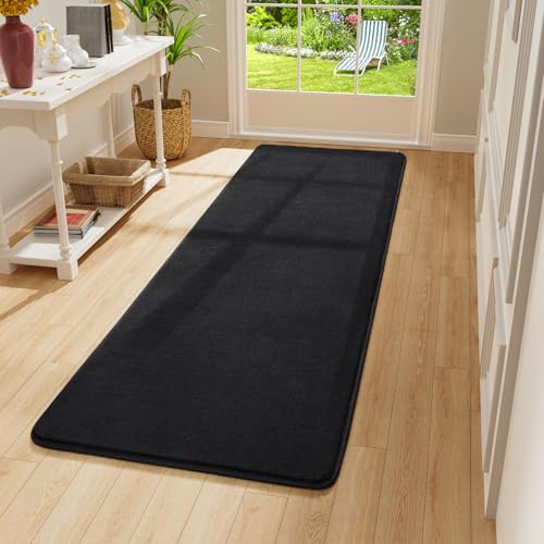 Modern Soft Hallway Runner Rug (2' x 8' (Runner) / Black)