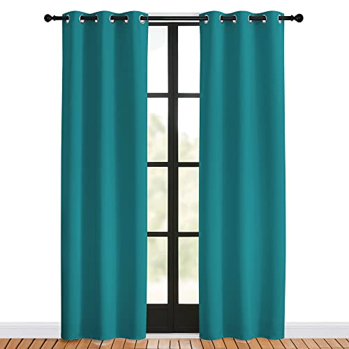 Room Darkening Curtains 80 inch Length 2 Panels (Peacock Teal / 34"W x 80"L (Pack of 2))