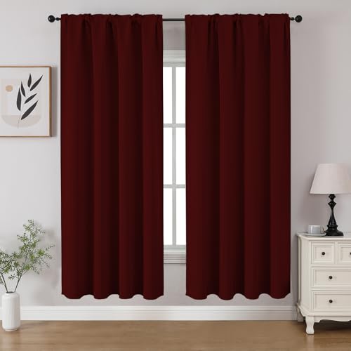 Burgundy Red Blackout Curtains 63 inch Length 2 Panels Set (Burgundy Red / 52"W x 63"L (Pack of 2))