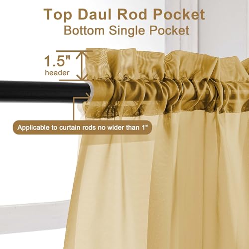Gold Sheer Curtains 90 Inches Long 2 Panels (Gold / 59"W x 90"L (Pack of 2))