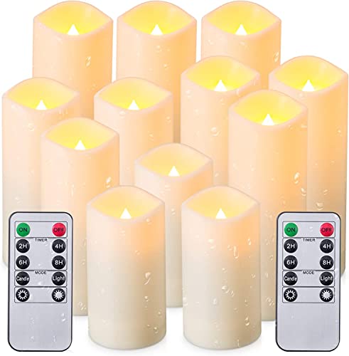 12 Pack Flameless Candles Battery Operated Waterproof Led Candles (12 Pack Ivory)