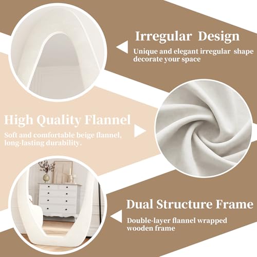 Wall Mirror 56"x24" (Irregular-beige / 56"L x 24"W)