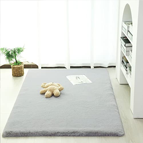 Ultra Soft Faux Rabbit Fur Rug 5x8 (Grey / 5*8Ft)