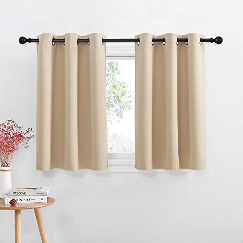 Kitchen Windows Curtains Blackout for Home Christmas (Biscotti Beige / 42"W x 36"L (Pack of 2))