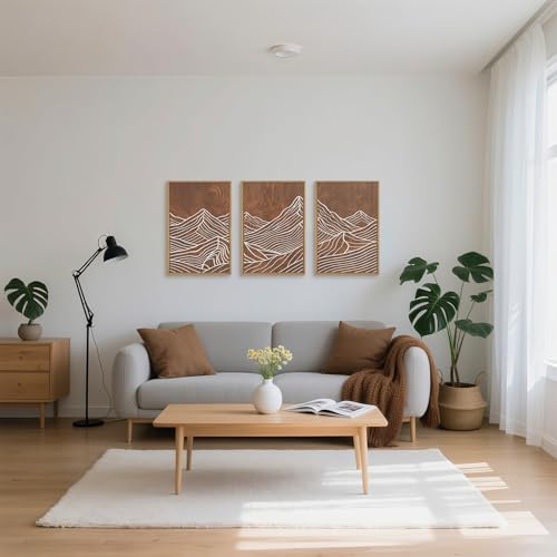 HPINUB Line Style Mountain Framed Canvas Wall Art Set (Line Style Mountain Wall Art / 16"L x 24"W)