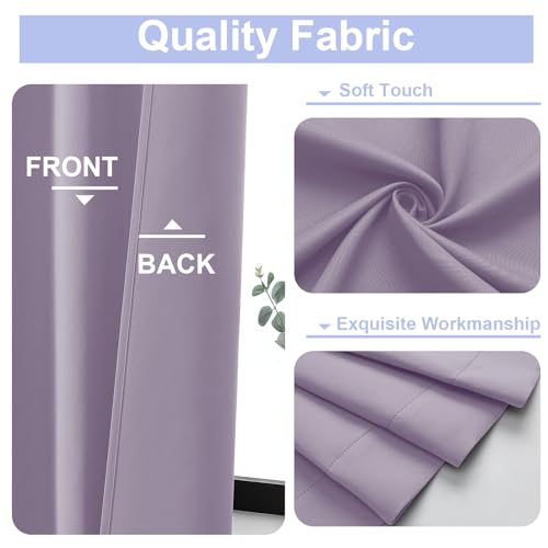Lilac Blackout Curtains for Bedroom 96 Inches Long 2 Panels (Lilac / 50"W x 96"L (Pack of 2))
