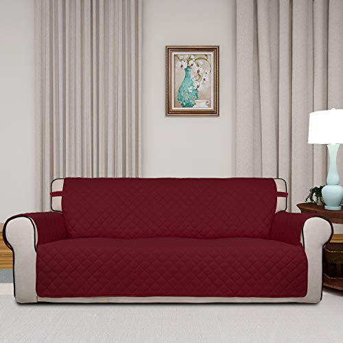 Reversible Quilted Couch Covers for Dogs Oversized Sofa Cover 78” (X-Large / Red/Ivory)