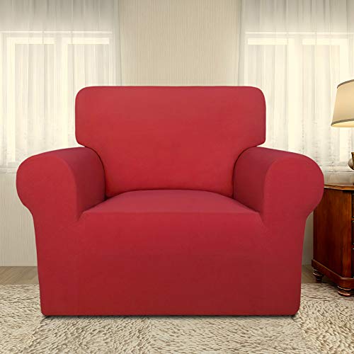 Super Stretch Chair Covers Fleece Couch Covers for Sofa Red (Small Chair / Red)