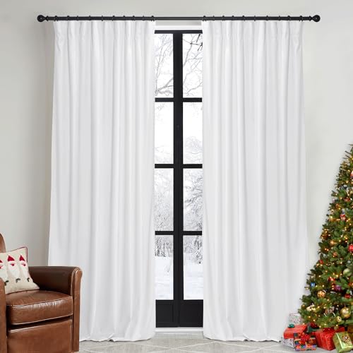 White Velvet Curtains 96 inches for Bedroom Living Room (White / 52"W x 96"L (Pack of 2))