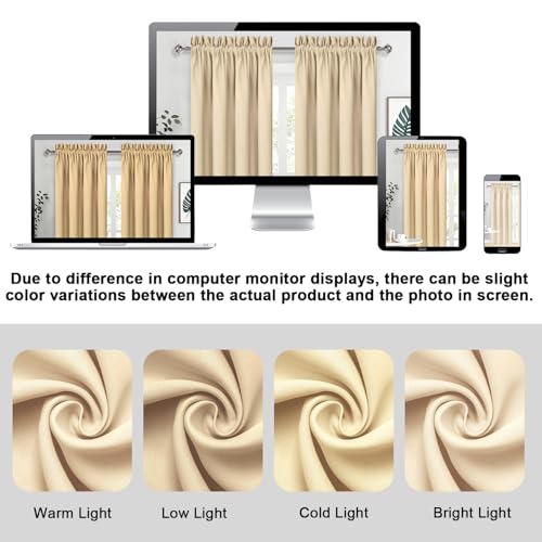 Blackout Curtains for Bedroom Living Room 38 x 84 Inch Long Beige (Beige / 38"W x 84"L (Pack of 2))