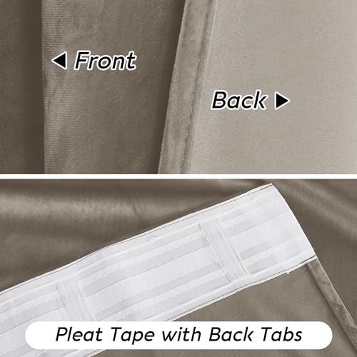 Taupe Velvet Curtains 90 inches for Bedroom Living Room (Taupe / 52"W x 90"L (Pack of 2))