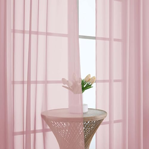 Blush Sheer Curtain 90 Inches Long 2 Panels Set (Blush / 59"W x 90"L (Pack of 2))